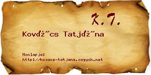 Kovács Tatjána névjegykártya